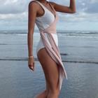 Contrast Color Tie-side Sleeveless Swimsuit