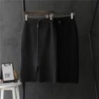 Slit-front Midi Knit H-line Skirt