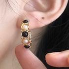 C-shape Ear Stud 1298a - 1 Pair - Black & White - One Size