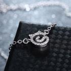 Cat Rhinestone Pendant Sterling Silver Necklace Silver - One Size