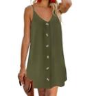 Button Detail Spaghetti Strap Mini Dress