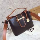 Faux Leather Handbag With Shoulder Strap Black - One Size
