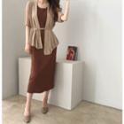 Open-front Sheer Cardigan With Sash