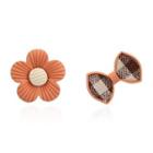 Flower Bow Asymmetrical Earring 1 Pair - 925 Silver Stud - Orange - One Size