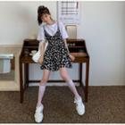 Short-sleeve T-shirt / Floral Print Pinafore Dress