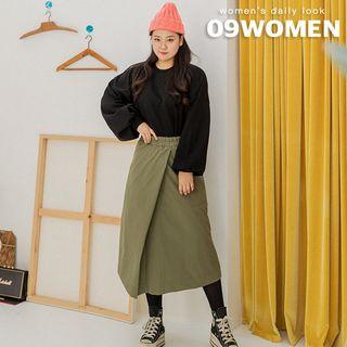 Plus Size Wrap-front Midi Skirt