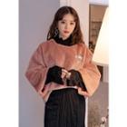 Wide-sleeve Faux-fur Top