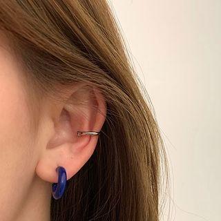 Hoop Earring 1 Pair - Earring - Silver - Blue - One Size