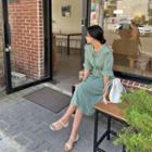 Tie-neck Dot Long Dress