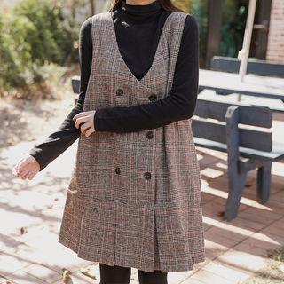Double-breasted Glen-plaid Vest Dress