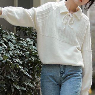 Collared Oversize Sweater White - One Size