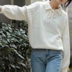 Collared Oversize Sweater White - One Size
