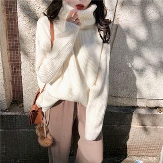 Batwing-sleeve Turtleneck Sweater