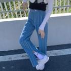 Striped High-waist Straight-leg Pants