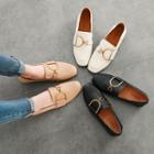 Genuine Leather Buckled Loafers Flat