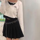 Long-sleeve Mock Two-piece Cropped T-shirt White - One Size