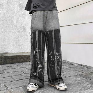 Tie-dyed Straight Cut Wide Leg Jeans