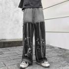 Tie-dyed Straight Cut Wide Leg Jeans