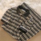 Short-sleeve Polo Collar Argyle A-line Dress