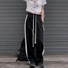 Two-tone High-waist Straight-leg Pants
