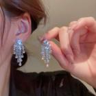 Rhinestone Fringed Earring 1 Pair - Transparent White - One Size