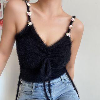 Flower Accent Drawstring Camisole Top