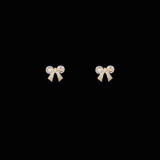 Bow Rhinestone Alloy Earring 1 Pair - Gold - One Size