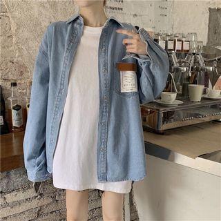 Applique Denim Shirt Blue - One Size