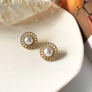 Faux Leather Earring 1 Pair - S925 Silver - Earrings - One Size