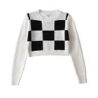 Checkered Cropped Sweater