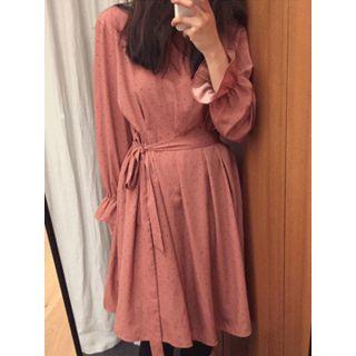 Wrap-back Dotted A-line Dress