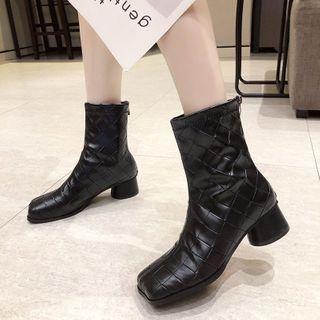 Round Heel Woven Short Boots