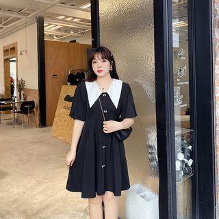 Short-sleeve Notch Lapel Dress