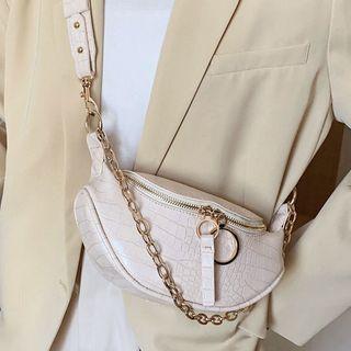Croc Grain Chain Belt Bag