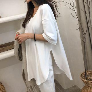 Round-hem Napped T-shirt