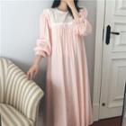 Frill Trim Long-sleeve Night Gown
