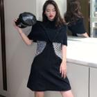 Glittered Sleeveless Dress / Turtle-neck Knit Cape
