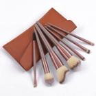 Set Of 7: Makeup Brush With Bag With Bag - Set Of 7 - Light Brown - One Size