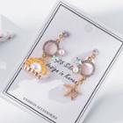 Non-matching Faux Pearl Rhinestone Starfish & Scallop Dangle Earring