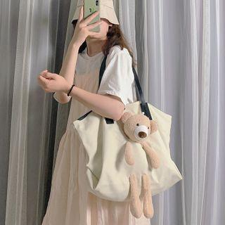 Chenille Bear Canvas Tote Bag