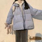 Hooded Zip Padded Coat Ash Blue - One Size