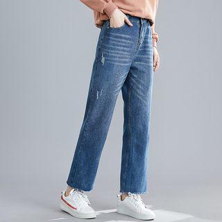 Plain Denim Wide-leg Pants