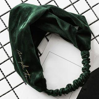 Embroidered Lettering Velvet Face Wash Headband