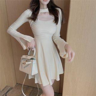 Cutout Front Plain A-line Dress