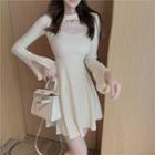 Cutout Front Plain A-line Dress