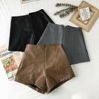 Faux-leather Slim-fit Shorts