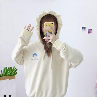 Frill-trim Print Hoodie