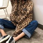 Leopard Print Furry Loose-fit Jacket As Figure - One Size