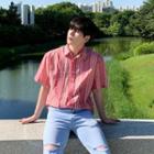 Short-sleeve Striped Shirt Coral - One Size