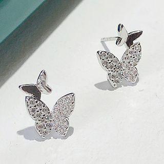 Butterfly Sterling Silver Earring E995 - 1 Pair - Silver - One Size